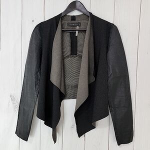 Stella & Jamie Rio Draped Leather Sleeve Cropped Jacket